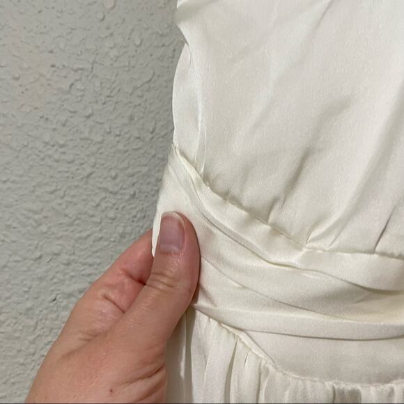 Tevolio Cream Satin One Shoulder Maxi Formal Dress S - Picture 8 of 14